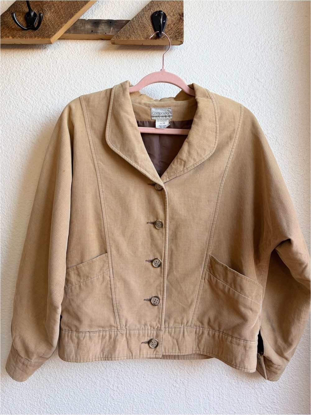 Vintage Tan Corduroy Drop Shoulder Collared Jacket 10